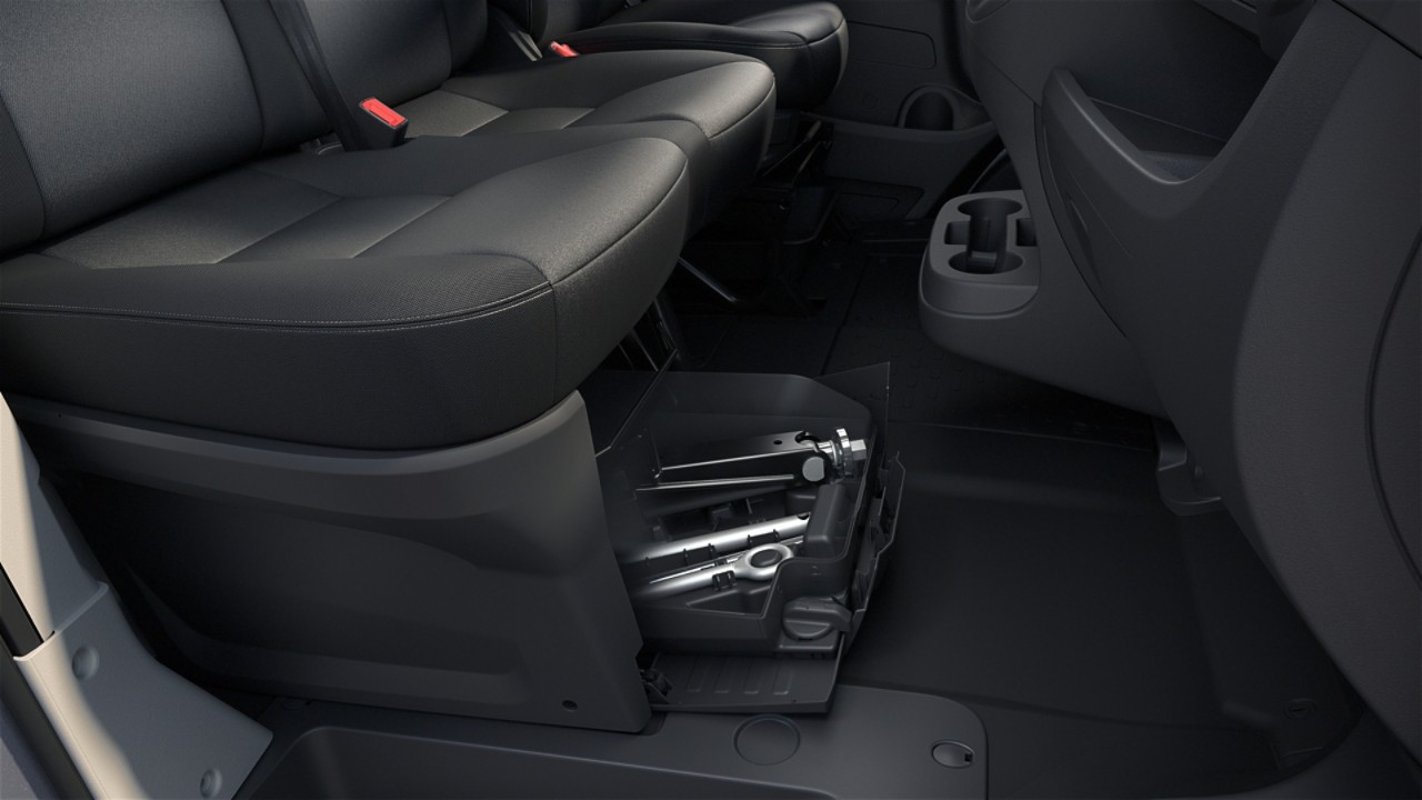 Interior image showing the underseat storage.